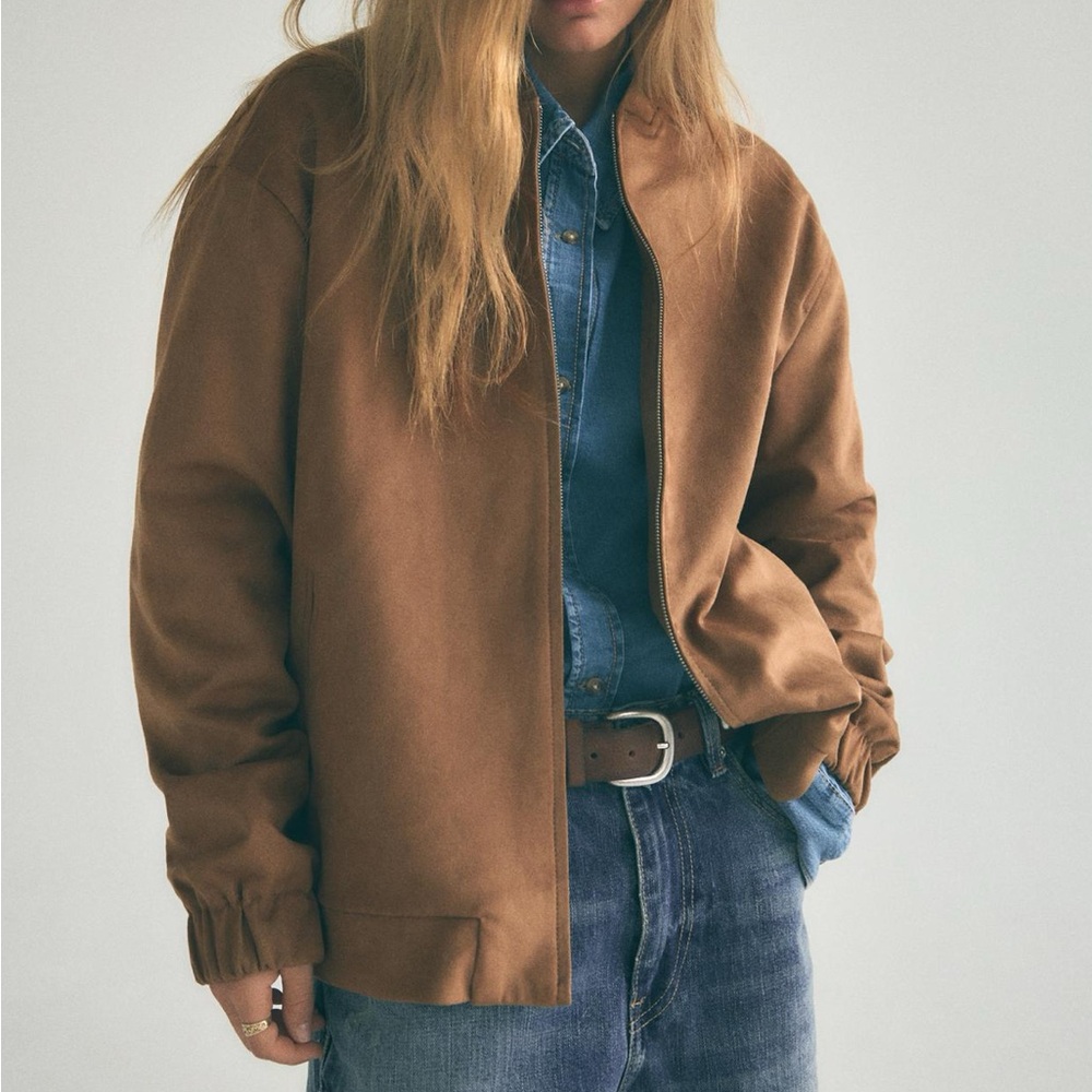 ZARA Faux Suede Bomber Jacket